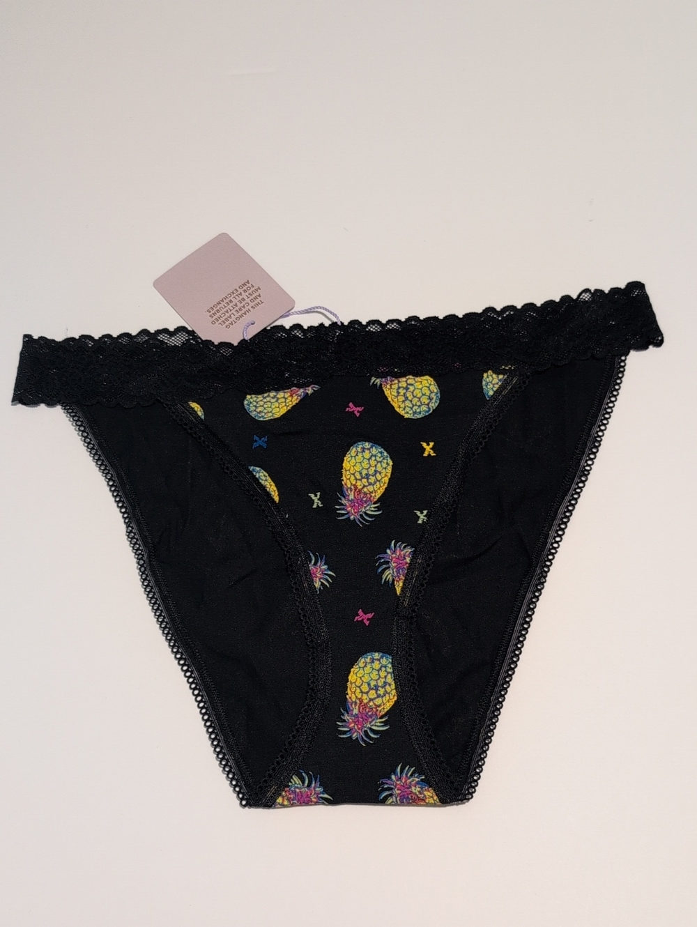 Savage X Fenty Black Pineapple Lace Trim Bikini Underwear XL NWT